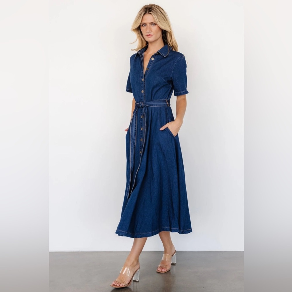 Baltic Born Denim Blue Midi Dress